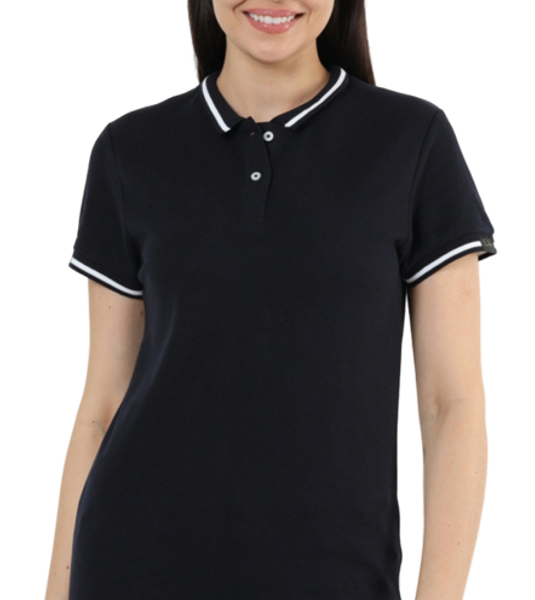 Honey Comb Tipping Polo – Navy Blue With White Tipping WOMEN