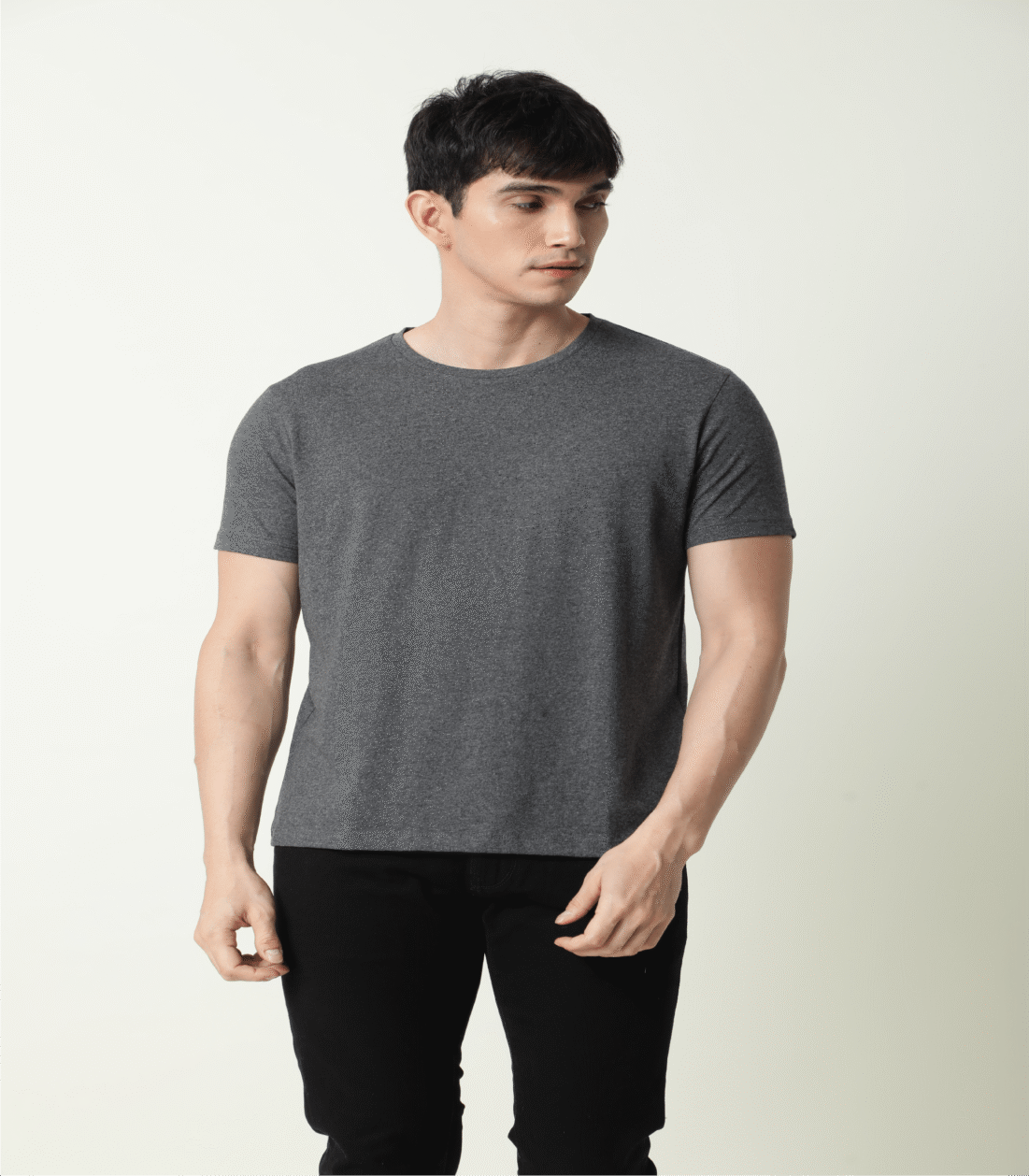 Liquid Cotton Round Neck – Charcoal