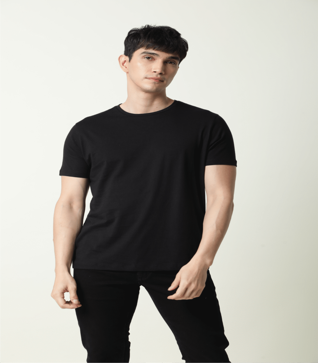 Liquid Cotton Round Neck – Black