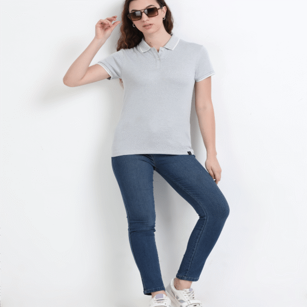 Vintage Charm Polo - Grey Melange WOMEN