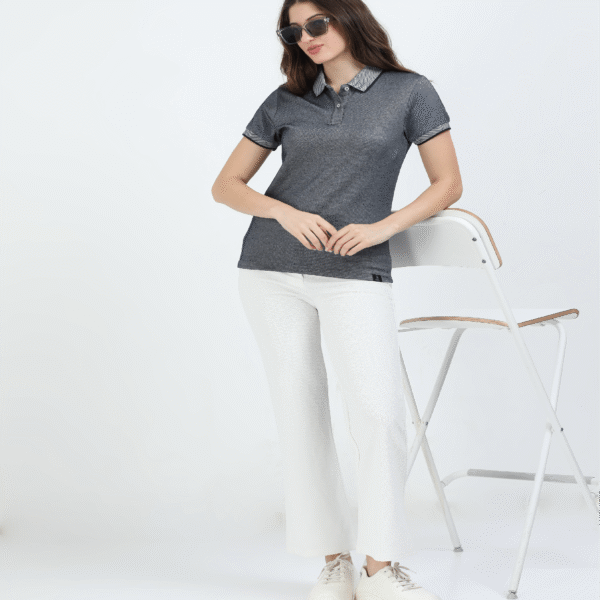 Vintage Charm Polo - Blue Melange WOMEN