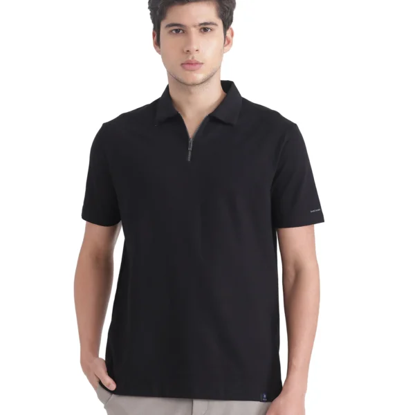 Vintage Zipper Polo - Black