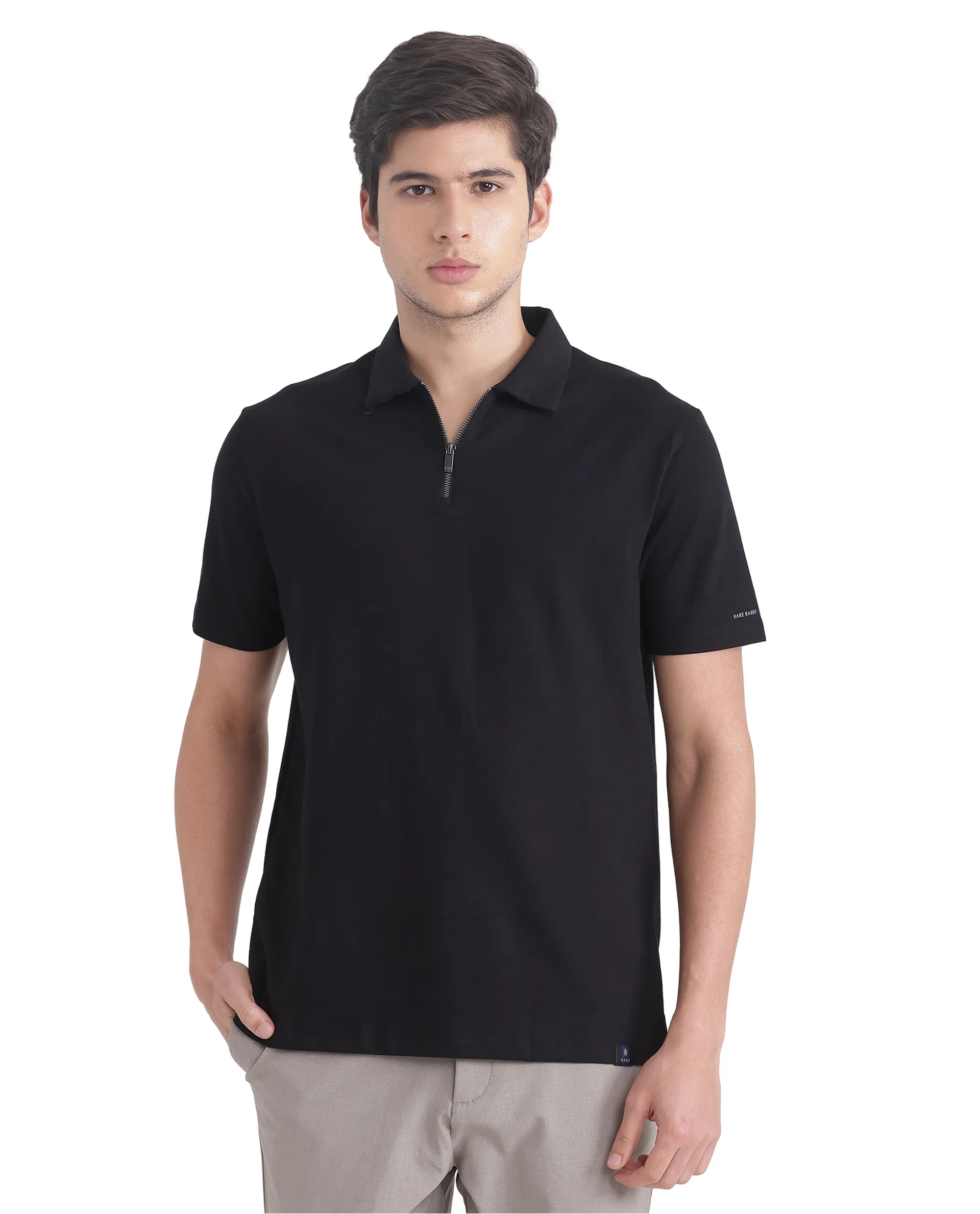 Vintage Zipper Polo - Black