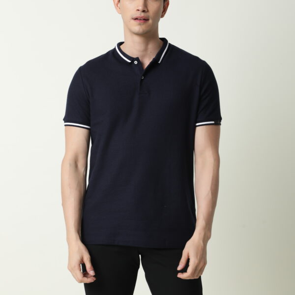 Honey Comb Tipping Polo – Navy Blue With White Tipping