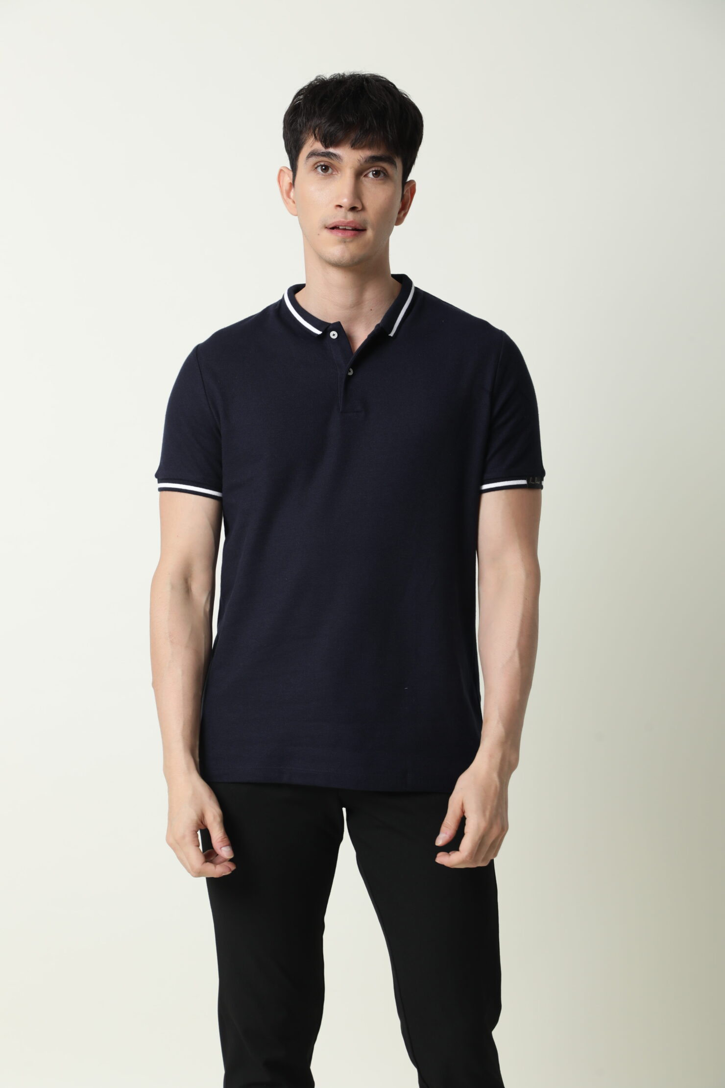 Honey Comb Tipping Polo – Navy Blue With White Tipping