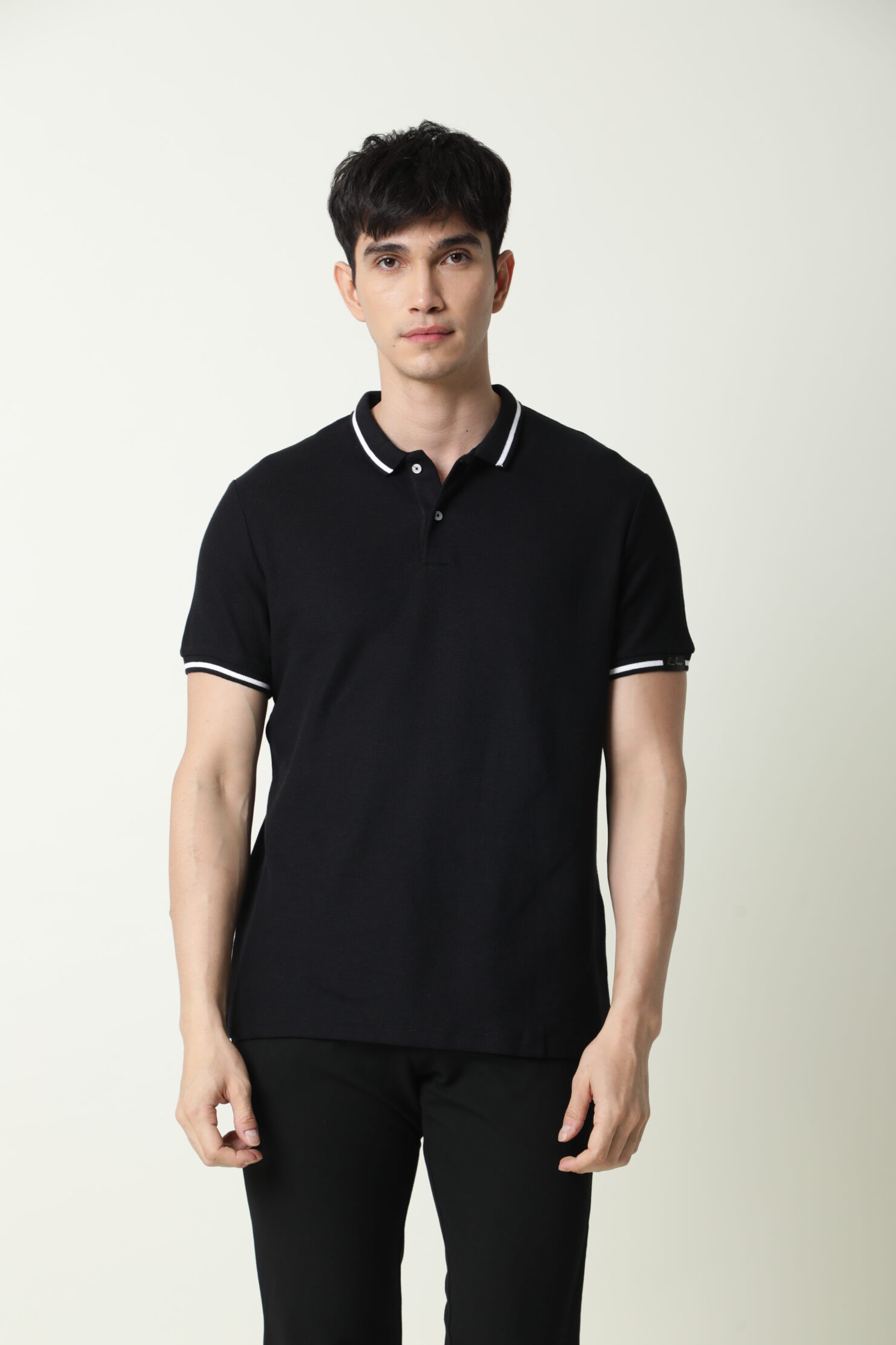 Honey Comb Tipping Polo - Black With White Tipping
