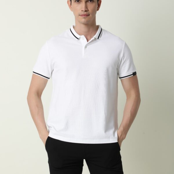 Honey Comb Tipping Polo – White With Black Tipping